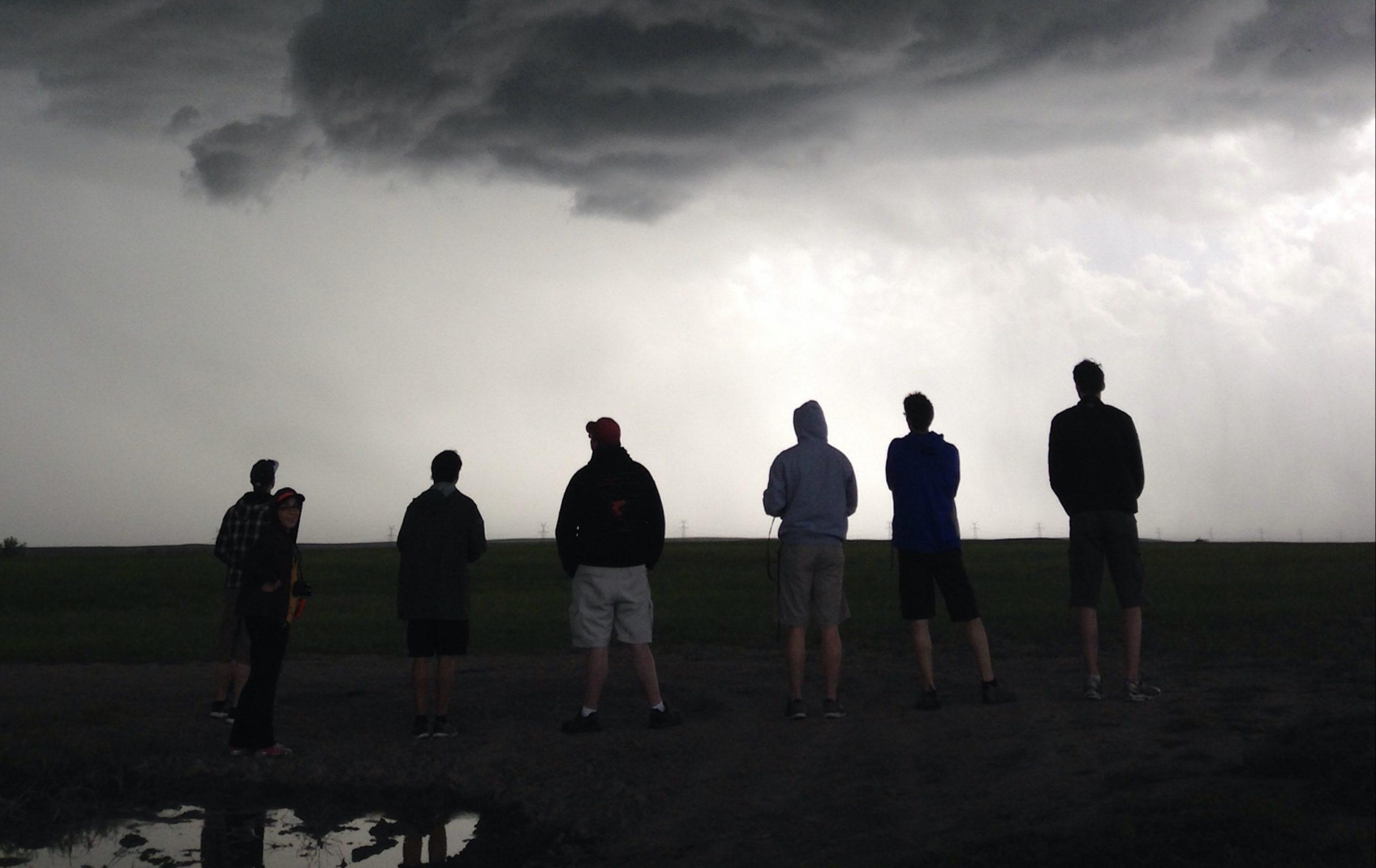 Students watching the storm