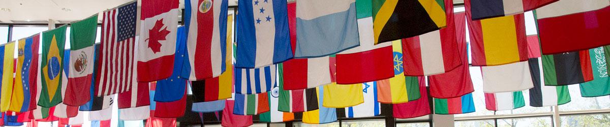 International flags in the Administration Building
